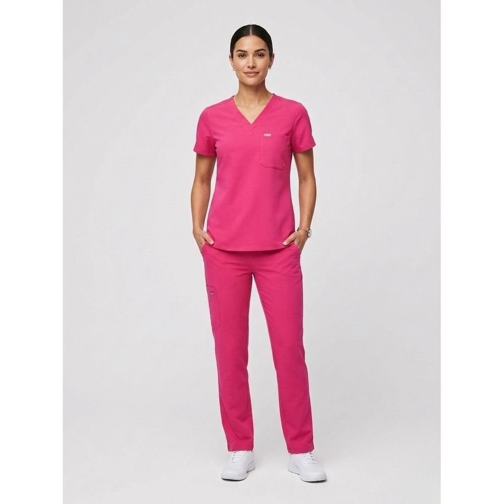 FIGS Catarina One-Pocket Scrub Top Pink Technical Collection FW1000 Womens XXS
